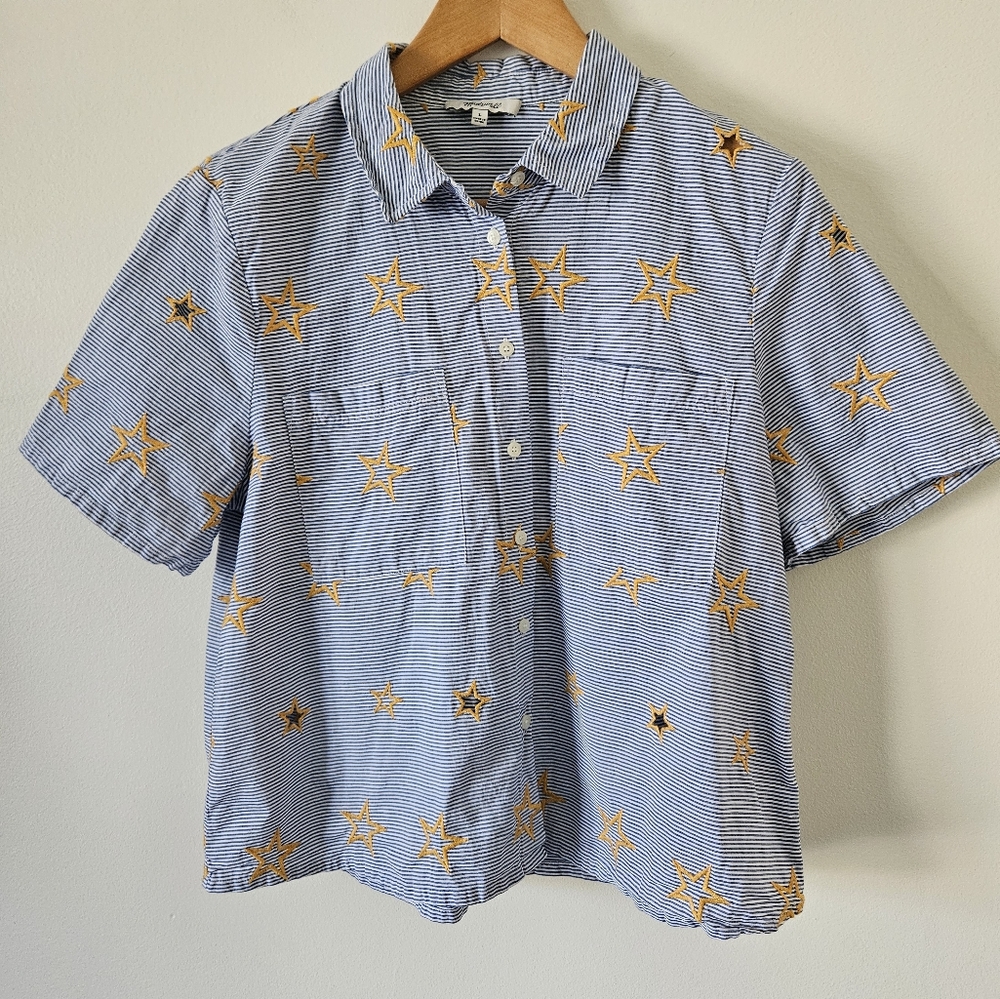 Madewell stars and stripes seersucker short sleeve button down